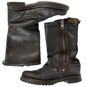 Superdry Motorcycles 500 Tokyo Moto Boots Leather Grunge Zip Lug 39 Distressed